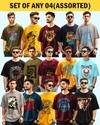 Ausk Men's Round Neck Half Sleeve Oversized Printed T-Shirt( Non Returnable) (Any 4)