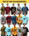 Ausk Men's Round Neck Half Sleeve Oversized Printed T-Shirt( Non Returnable) (Any 3)