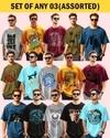 Ausk Men's Round Neck Half Sleeve Oversized Printed T-Shirt( Non Returnable) (Any 3)