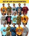 Ausk Men's Round Neck Half Sleeve Oversized Printed T-Shirt( Non Returnable) (Any 3)