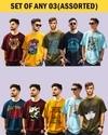 Ausk Men's Round Neck Half Sleeve Oversized Printed T-Shirt( Non Returnable) (Any 3)
