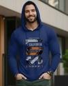 Ausk Men's Printed Full Sleeve Hooded Tshirt(Cotton Blend Fabric)(Blue) Non Returnable