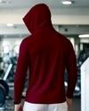 Ausk Men's Printed Full Sleeve Hooded Tshirt(Cotton Blend Fabric)(Maroon)
