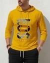 Ausk Men's Printed Full Sleeve Hooded Tshirt/Graphic printed tshirt for men(Cotton Blend)(Mustard) Non Returnable