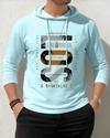 Ausk Men's Printed Full Sleeve Hooded Tshirt/Graphic printed tshirt for men(Cotton Blend)(Sky Blue) Non Returnable