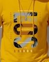 Ausk Men's Printed Full Sleeve Hooded Tshirt/Graphic printed tshirt for men(Cotton Blend)(Mustard) Non Returnable