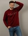 Ausk Men's Printed Maroon Full Sleeve Round Neck Sweatshirt ( Non Returnable)