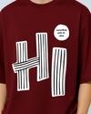 Ausk Men's Half Sleeve Round Neck Oversized T-Shirt( Maroon & White ) Non Returnable