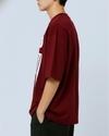Ausk Men's Half Sleeve Round Neck Oversized T-Shirt( Maroon & White ) Non Returnable