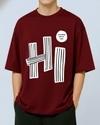 Ausk Men's Half Sleeve Round Neck Oversized T-Shirt( Maroon & White ) Non Returnable