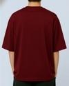 Ausk Men's Half Sleeve Round Neck Oversized T-Shirt( Maroon & White ) Non Returnable