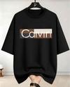 Ausk Graphic Printed Black Half Sleeve Round Neck Oversized T-shirt For Men's (Non Returnable)