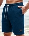Ausk Men Solid Drawstring Waist Casual Knee Length Shorts ||Solid Men Teal Blue Basic Shorts(Non Returnable)