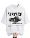 Ausk Men's Printed Half Sleeve Round Neck Oversized Cotton Blend T-Shirt (White & Black) (Non Returnable)