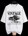 Ausk Men's Printed Half Sleeve Round Neck Oversized Cotton Blend T-Shirt (White & Black) (Non Returnable)