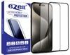 eZell APPLE IPHONE 15 FULL TEMPERED GLASS By G-TEL (2 Packs), ESD Anti-Static, Sensitive touch Edge to Edge Full Glue Tempered Mobile Screen protector with Wet & dry Wipes (Black)