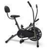 PowerMax Fitness BU-201 Dual Action Air Bike/Exercise Bike for Home |Gym Cycle for Workout With Adjustable Cushioned Seat | Non-Slip Pedals | Fixed Handles Black Gym Bike, Max user weight 120 KG