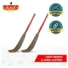 Dash Broom Grass Broom - Pack of 2, Natural Grass Broom for Daily Use with Plastic Handle, Long lasting and Durable Jhadu
