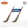 Dash Broom Grass Broom - Pack of 2, Natural Grass Broom for Daily Use with Plastic Handle, Long lasting and Durable Jhadu