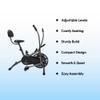 PowerMax Fitness BU-201 Dual Action Air Bike/Exercise Bike for Home |Gym Cycle for Workout With Adjustable Cushioned Seat | Non-Slip Pedals | Fixed Handles Black Gym Bike, Max user weight 120 KG