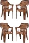 NPPL Plastic Living Room Chair (Finish Color - Brown, Pre-assembled) (Pack of 4)