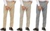 KUNDAN Men's Poly-Viscose Blended Beige, Light Cot Brown & Light Cot Grey Pack of 3 Formal Trousers