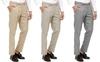 KUNDAN Men's Poly-Viscose Blended Beige, Light Cot Brown & Light Cot Grey Pack of 3 Formal Trousers