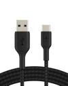 Belkin USB Cable USB-C To USB-A Braided 6.6 Feet (2M) Fast Charging Type C Cable, For iPhone 15 Series And Other USB-C Devices, Tough And Durable, 15W PD, USB-IF Certified - Black