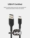 Belkin USB Cable USB-C To USB-A Braided 6.6 Feet (2M) Fast Charging Type C Cable, For iPhone 15 Series And Other USB-C Devices, Tough And Durable, 15W PD, USB-IF Certified - Black