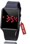 Acnos Digital Red Dial White Strap Watch For Men - (LED/GEO-RED)