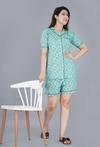 Mintmarie Women's Rayon Star Printed Green Shirt & Shorts Set-S