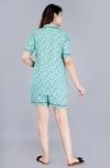 Mintmarie Women's Rayon Star Printed Green Shirt & Shorts Set-S