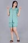 Mintmarie Women's Rayon Star Printed Green Shirt & Shorts Set-S