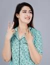 Mintmarie Women's Rayon Star Printed Green Shirt & Shorts Set-S