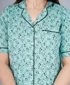Mintmarie Women's Rayon Star Printed Green Shirt & Shorts Set-S