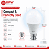 KWW 9W B22 LED Cool Day White LED Bulb, Pack of 3 | Energy-Efficient LED Lighting | Low Power Consumption | Low Electricity Bill | LED for Bedroom, Home, Kitchen, Bathroom, Washroom, Office