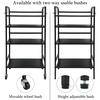 Livzing 4 Tier Multipurpose Metal Storage Shelf Organizer - Serving Trolley - Black