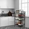 Livzing 4 Tier Multipurpose Metal Storage Shelf Organizer - Serving Trolley - Black