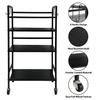 Livzing 4 Tier Multipurpose Metal Storage Shelf Organizer - Serving Trolley - Black