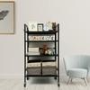 Livzing 4 Tier Multipurpose Metal Storage Shelf Organizer - Serving Trolley - Black