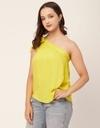 Moomaya Solid One Shoulder Sleeveless Tops For Women, Sexy Tank Casual Vacation Clothing