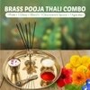 Dokchan Traditional Handcrafted Brass Puja Thali Aarti Bartan Plate Set of 6 Piece for Mandir Pooja Room Home Temple (Size 7 Inch | Color | Golden)