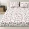 Mafatlal Queen Size Double Bed Bedsheet Set | 100% Cotton Fabric with Twill Weave | 186 TC | Size: 229 x 254 cm | Soft, Breathable & Durable | Includes 2 Pillow Covers | Suitable for All-Season Use (White & Pink)