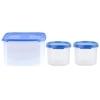 Cutting EDGE Modular Airtight Kitchen Storage Containers Combo Set with Plain lid (3.0L + 2x250ml), Plastic Containers Combo Set for Rice, Dal, Atta,Flour, Cereals, Snacks (Light Blue)