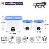 Cutting EDGE Modular Airtight Kitchen Storage Containers Combo Set with Plain lid (3.0L + 2x250ml), Plastic Containers Combo Set for Rice, Dal, Atta,Flour, Cereals, Snacks (Light Blue)