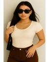 SANVALI SALONI Women  Ribbed Short Sleeve Top | Slim Fit Scoop Neck T Shirt | Casual Stretchy Basic Tee for Everyday Wear | Soft Knit Fitted Blouse Pack of 2 White & Brown XL