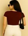 SANVALI SALONI Women  Ribbed Short Sleeve Top | Slim Fit Scoop Neck T Shirt | Casual Stretchy Basic Tee for Everyday Wear | Soft Knit Fitted Blouse Pack of 2 White & Brown XL
