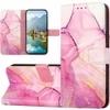 ClickCase Marble Series Faux Leather Back Case Card Holder Wallet with Magnetic Closure Flip Cover For iPhone 15 Plus (Pink)