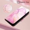 ClickCase Marble Series Faux Leather Back Case Card Holder Wallet with Magnetic Closure Flip Cover For iPhone 15 Plus (Pink)