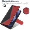 ClickCase Trendy Dual Shade Series For Moto G5 Plus Red and Black Faux Leather Mobile Wallet Flip Cover